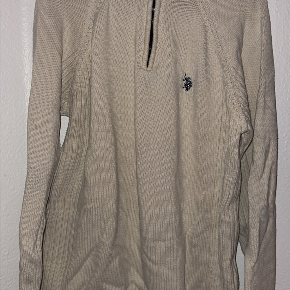 U.S. Polo Assn. Men's Cream Zip Up Sweater